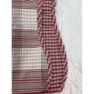 Waverly Valance One Red Beige Check‎ Plaid Gingham Scalloped Beige 75x15"